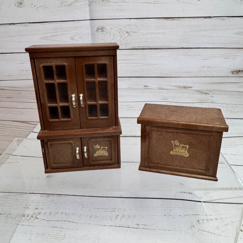 Bandai Maple Town Story 1985 Dining Room China Cabinet Hutch‎ Desk Dollhouse